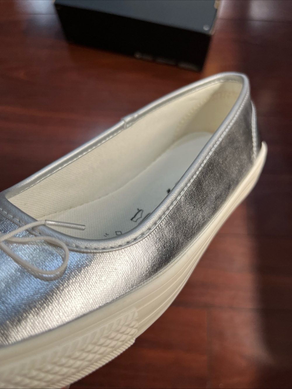 Womens 8 Converse Dainty Ballerina Slip On Silver Metallic New A14492C HALF BOX - Picture 10 of 16